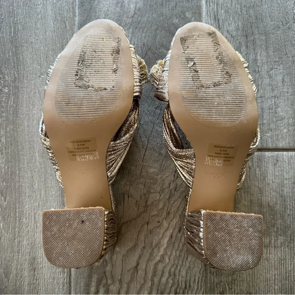 Steve Madden Deacon Knot Block Heel Slide Sandals in Metallic Gold - Picture 7 of 9